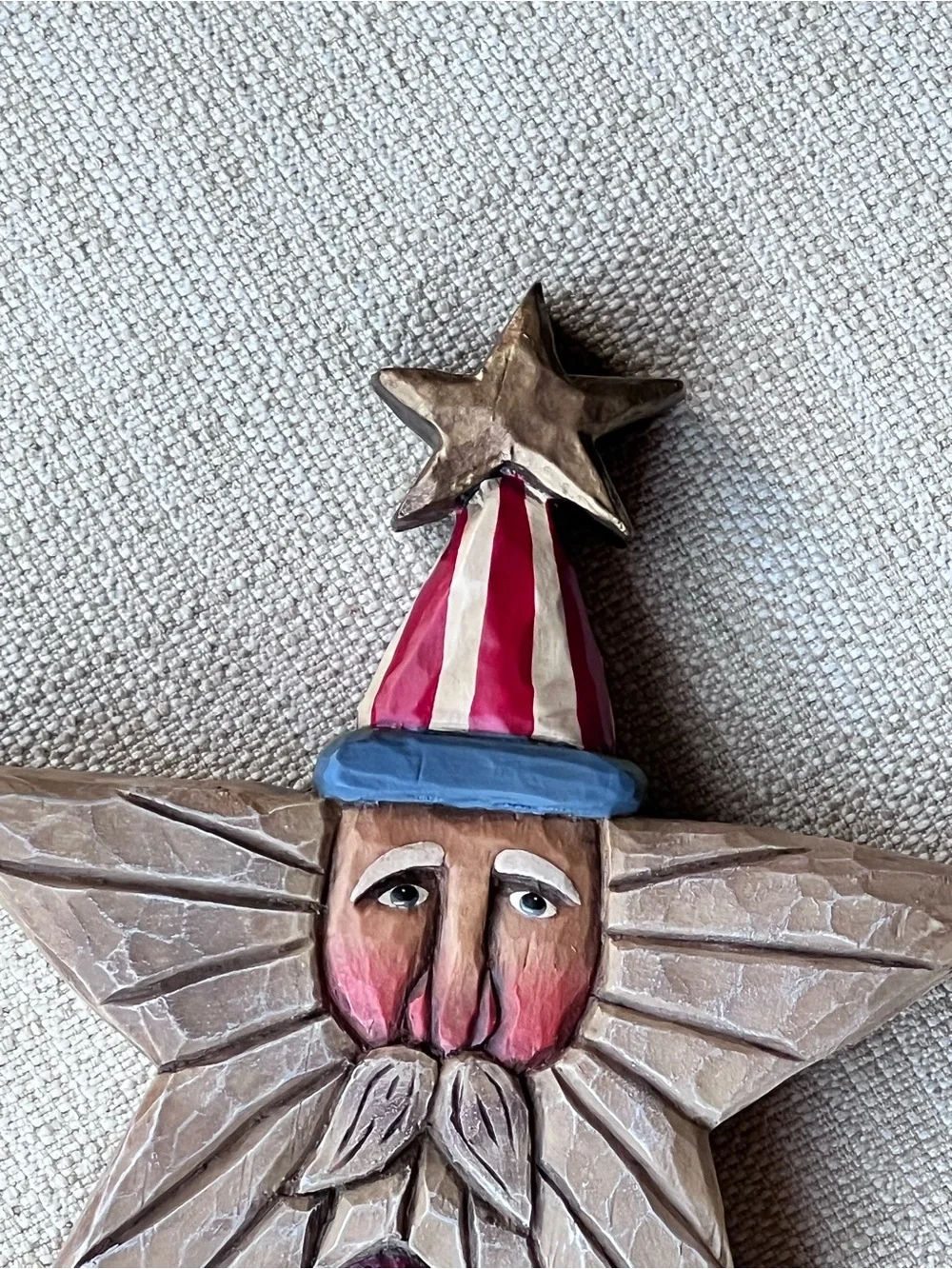 RARE Lori Miller USA Santa Christmas Holiday American Flag 250 Folk Art Collect